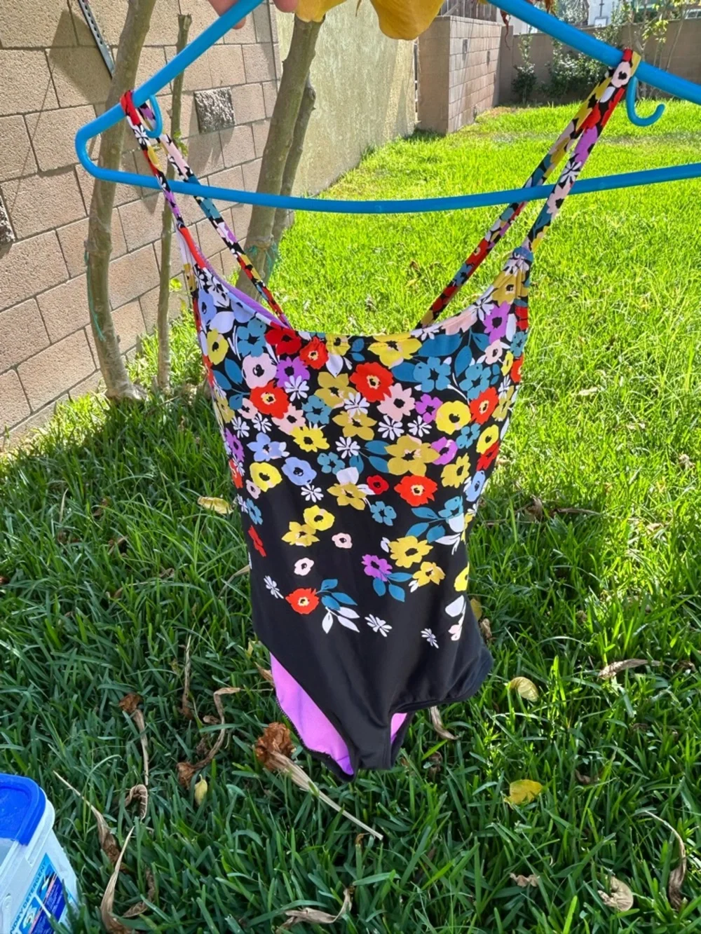 Anne Cole Black Floral One-Piece Swimsuit with Multicolor Flowers